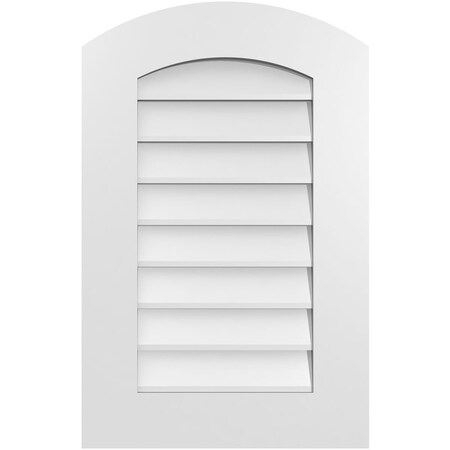 Ekena Millwork Arch Top Surface Mount PVC Gable Vent: Functional, w/ 3-1/2"W x 1"P Standard Frame, 18"W x 28"H GVPAR18X2801SF